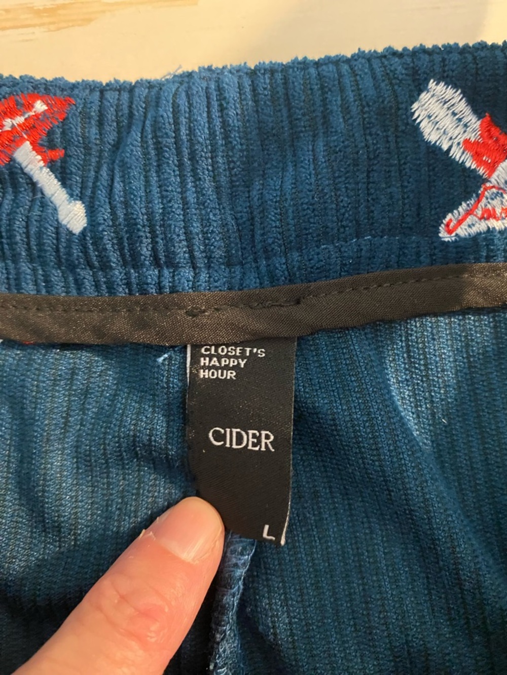 Cider Mushroom Embroidered Corduroy Wide Leg Overalls - Picture 7 of 9